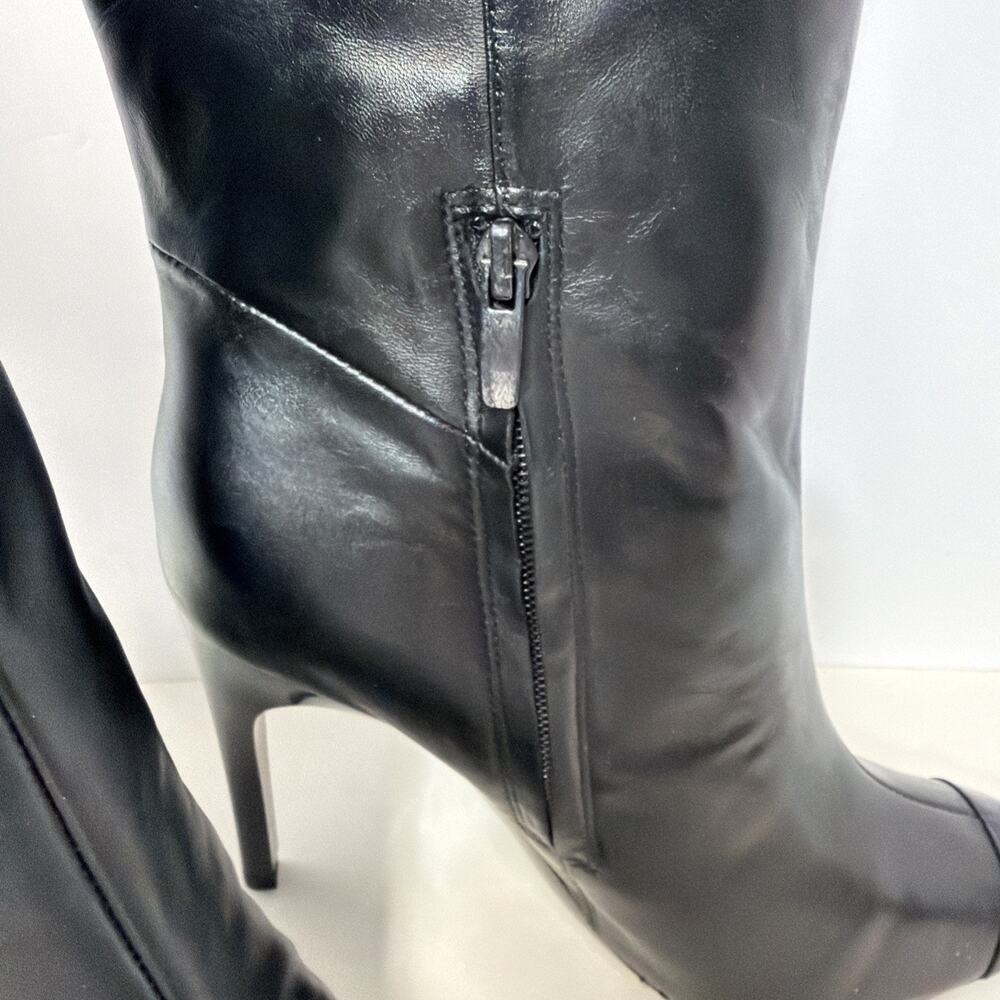Nine West Women's Winner Boot Mid Calf Black Patent Toe Stiletto Heel Sz 9.5 NIB - Picture 3 of 7